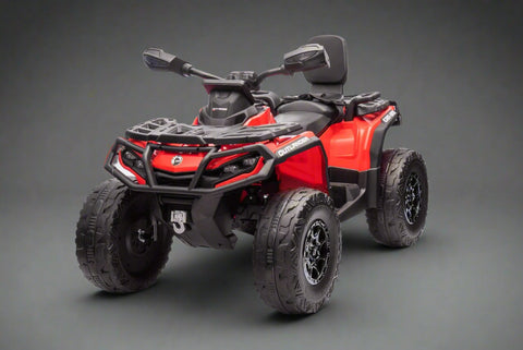 Black Can-Am kids ride-on ATV with LED lights
Side view of Can-Am 24V ATV toy with two seats
Front view of Can-Am Outlander kids ride-on ATV
Kids electric ATV with rugged tires and suspension
Dual-seat ride-on ATV for kids with Bluetooth and LED