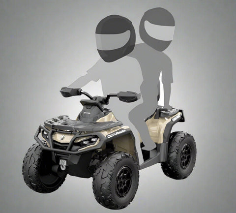 Black Can-Am kids ride-on ATV with LED lights
Side view of Can-Am 24V ATV toy with two seats
Front view of Can-Am Outlander kids ride-on ATV
Kids electric ATV with rugged tires and suspension
Dual-seat ride-on ATV for kids with Bluetooth and LED