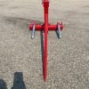 Red 3-point gooseneck hitch with bale spear mount
Tractor trailer hitch attachment with hay spear slots
Reinforced hitch frame for Conus 2 and Conus 1 spear placement
3-point trailer hitch attachment mounted on tractor
Spear holes and 2” trailer receiver on attachment frame