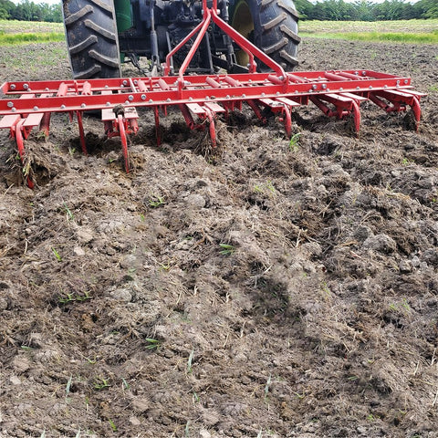 3-point hitch 6 ft tractor cultivator with 9 tines
8 ft red spring-loaded tractor tiller for soil preparation
Field-ready cultivator implement for 40-80 HP tractors