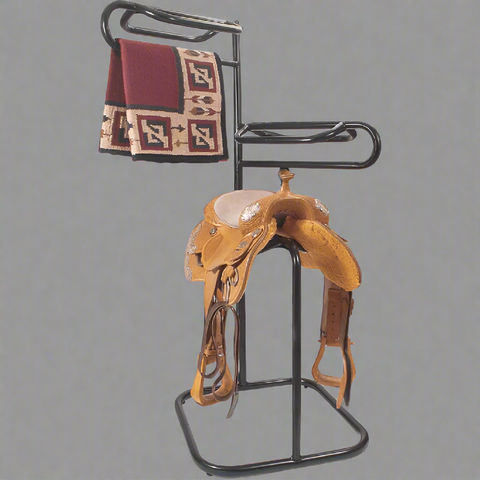 3-Tier Saddle Rack with Saddles – Full Setup
Portable Swivel Saddle Stand – Empty View
Horse Saddle Organizer Rack – Side Angle
Tack Room Saddle Rack – Installed
