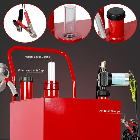 30-Gallon Portable Fuel Transfer Tank with 12V Pump β S1224
Fuel Caddy Tank for Diesel and Gasoline β Red Model with Wheels
12V Electric Fuel Transfer Pump on Mobile Tank
Heavy-Duty Fuel Transfer Cart with Nozzle and Suction Hose