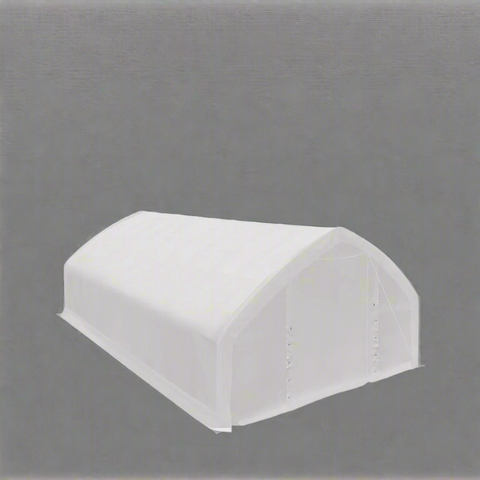 Compact shipping crate showing metal shelter frame and tarp package contents