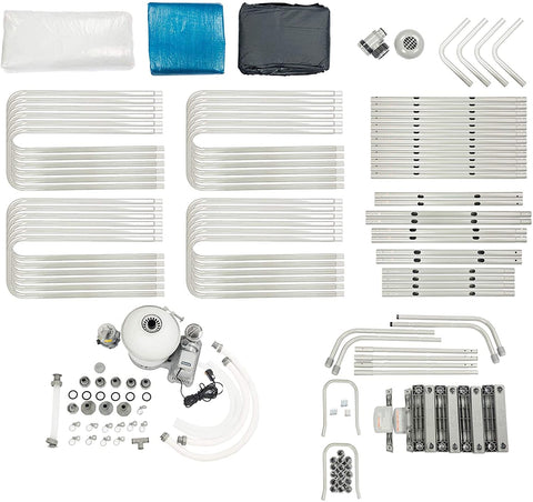 Complete Bestway pool set package with ladder, pump, and accessories