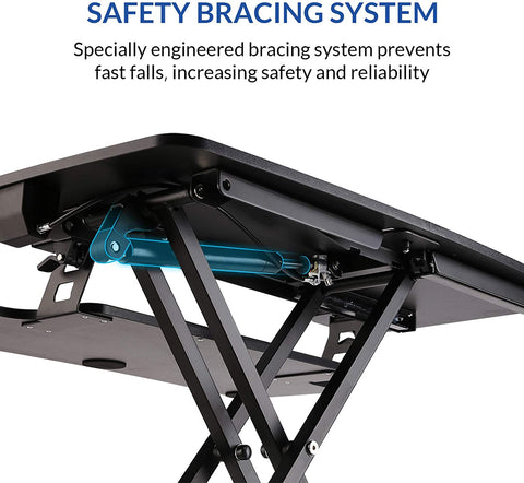 32 inch standing desk riser with keyboard tray
sit-stand workstation converter for office
height adjustable desktop riser setup
ergonomic workstation for dual monitors
home office sit-stand desk converter