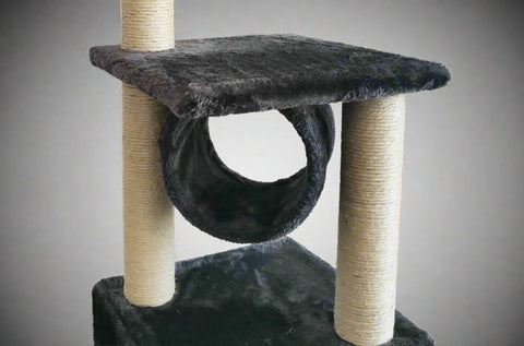 36-inch gray cat tower with scratching posts and tunnel
Multi-level cat condo with sisal posts and perches
Compact cat tree for small spaces and indoor cats