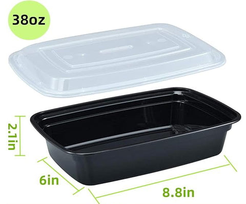 15-Pack 38oz Meal Prep Containers with Lids – Reusable BPA-Free Bento Boxes for Microwave, Freezer, and Dishwasher Use