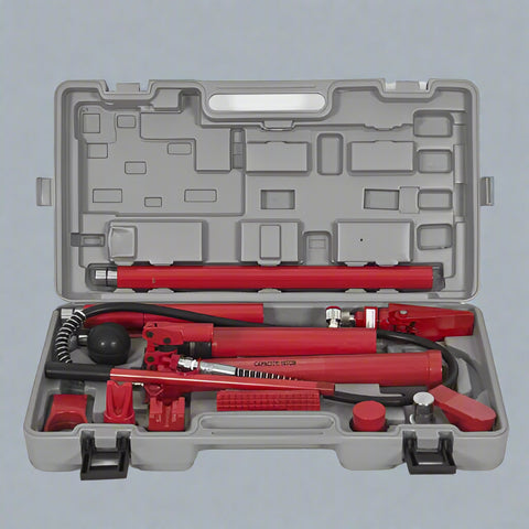 "Porta power hydraulic body repair jack kit with storage case"
"Hydraulic auto frame straightening kit with rams and extensions"
"10 ton red porta power jack system for car and truck frame repair"