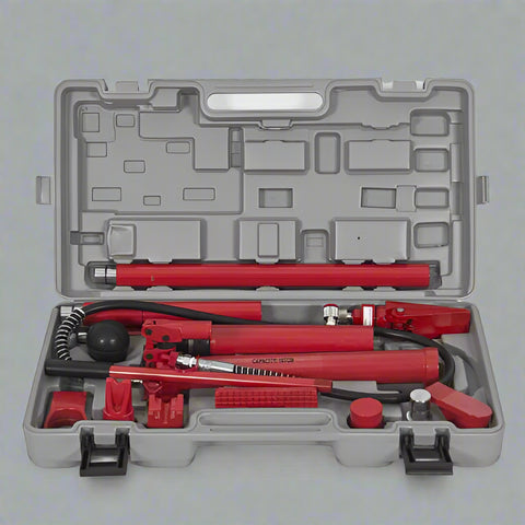 "Porta power hydraulic body repair jack kit with storage case"
"Hydraulic auto frame straightening kit with rams and extensions"
"10 ton red porta power jack system for car and truck frame repair"