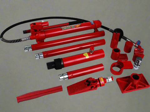 "Porta power hydraulic body repair jack kit with storage case"
"Hydraulic auto frame straightening kit with rams and extensions"
"10 ton red porta power jack system for car and truck frame repair"