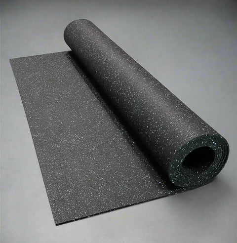 Heavy-Duty 4 ft x 50 ft Rubber Gym Mat – Black with White Dots