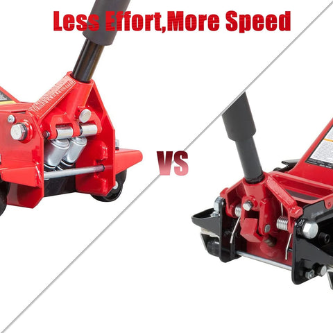 4 Ton Dual Piston Hydraulic Jack – Full Side View in Red
Low Profile Floor Jack – Close-Up of Pump and Wheels
Heavy-Duty Hydraulic Jack – Front View with Wide Frame
Dual Piston Jack – Rubber Pad and Lift Saddle Detail
Hydraulic Floor Jack – In Use with Car for Lifting Demonstration
