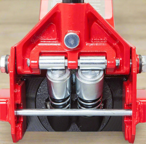 4 Ton Dual Piston Hydraulic Jack – Full Side View in Red
Low Profile Floor Jack – Close-Up of Pump and Wheels
Heavy-Duty Hydraulic Jack – Front View with Wide Frame
Dual Piston Jack – Rubber Pad and Lift Saddle Detail
Hydraulic Floor Jack – In Use with Car for Lifting Demonstration