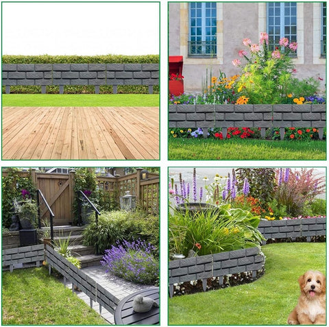Flexible Brick Garden Edging – 4 Piece Set Installed
Interlocking Stone-Style Lawn Border – Close-Up View
Garden Landscape Fence Panels – Curved and Straight Setup
Plastic Garden Edging Panels – Brick Design in Flower Beds
Outdoor Edging Fence – Tool-Free Installation Pieces