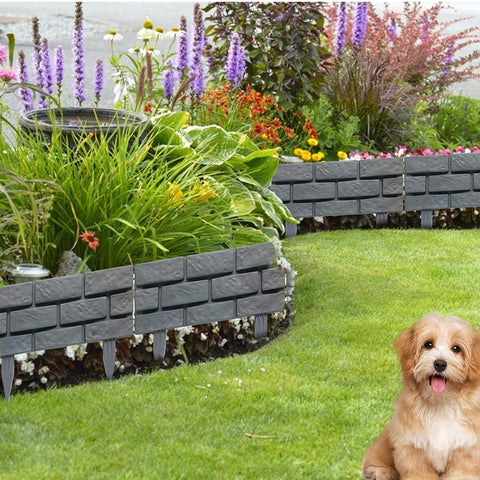 Flexible Brick Garden Edging – 4 Piece Set Installed
Interlocking Stone-Style Lawn Border – Close-Up View
Garden Landscape Fence Panels – Curved and Straight Setup
Plastic Garden Edging Panels – Brick Design in Flower Beds
Outdoor Edging Fence – Tool-Free Installation Pieces