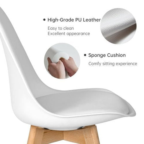 4-Piece White Dining Chair Set – Matte Plastic with Wooden Legs
Modern Kitchen Chairs – Side Angle View
Easy Assembly Dining Chairs with Beech Wood Legs
White Chairs Used in Dining Room Decor
Minimalist Dining Chairs Set for Office or Home