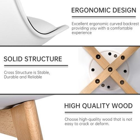 4-Piece White Dining Chair Set – Matte Plastic with Wooden Legs
Modern Kitchen Chairs – Side Angle View
Easy Assembly Dining Chairs with Beech Wood Legs
White Chairs Used in Dining Room Decor
Minimalist Dining Chairs Set for Office or Home