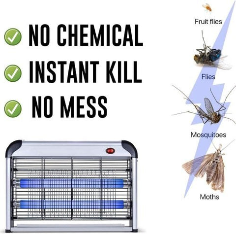 40W Electronic Bug Zapper – Front View
UV Insect Killer for Indoor and Outdoor Use
Bug Zapper Mounted on Wall in Home
Commercial Fly Trap with UV Light
High-Voltage Electric Grid Close-Up
Bug Zapper in Kitchen Environment
Removable Tray for Easy Cleaning