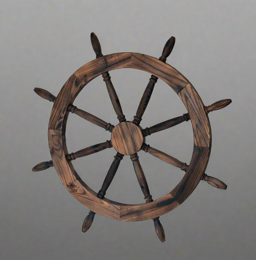 43" Wooden Nautical Ship Wheel Wall Decor – Rustic Coastal Maritime Ac ...