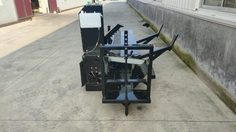 Skid steer firewood processor with 45-ton splitter attached
Log splitter with Stihl saw mounting plate
Firewood processing log cradle and splitting wedge
Heavy-duty 45-ton log processor on worksite
Operator splitting wood from skid steer seat