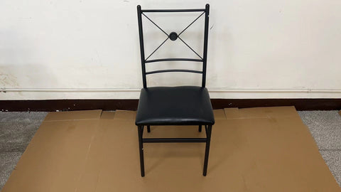 “Black metal dining table set with 4 chairs in modern kitchen”
“Compact 5-piece dining set with faux leather seats”
“Close-up of black chair with slatted back and cushioned seat”
“Space-saving dining table with wood grain finish”
“Modern 5-piece table and chair set for apartments”