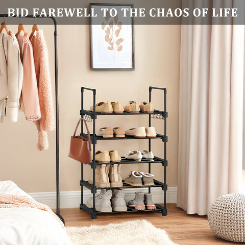 5-Tier Metal Shoe Rack – Front View
Freestanding Shoe Organizer with Hooks – In Use
Shoe Storage Rack Holding 20+ Pairs – Side Angle
Entryway Metal Shoe Rack with Hooks
Easy-to-Assemble Shoe Shelf – Unboxed View