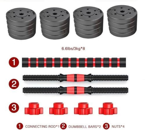 50 kg adjustable dumbbell set with barbell connector and spinlocks
adjustable iron sand dumbbells with PE casing for home gym
convertible dumbbell to barbell set with ergonomic grip rods
complete home gym weight set for strength training S1225