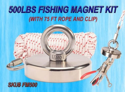 NEW 500 LBS NEODYMIUM FISHING MAGNET KIT - with | Sold by Uncle Wiener's Wholesale