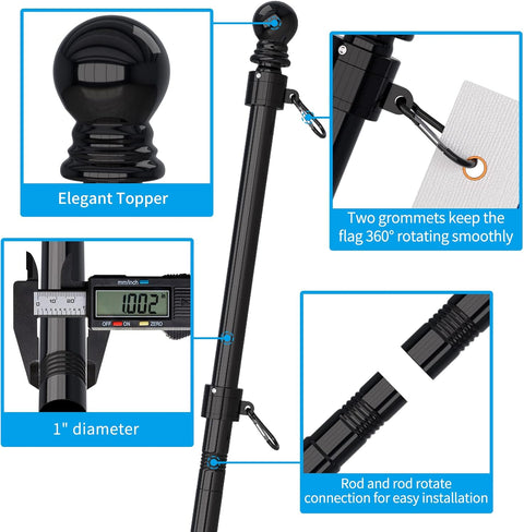“6 FT stainless steel flag pole with wall mount bracket”
“Complete outdoor flag mounting kit with clips and carabiners”
“Durable flagpole kit with adjustable bracket and hardware”