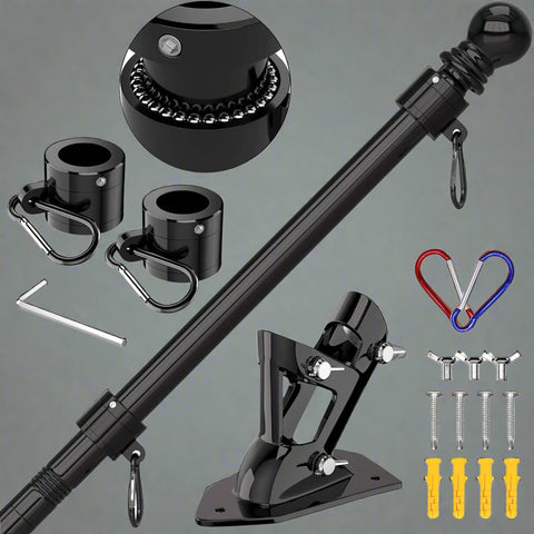 “6 FT stainless steel flag pole with wall mount bracket”
“Complete outdoor flag mounting kit with clips and carabiners”
“Durable flagpole kit with adjustable bracket and hardware”