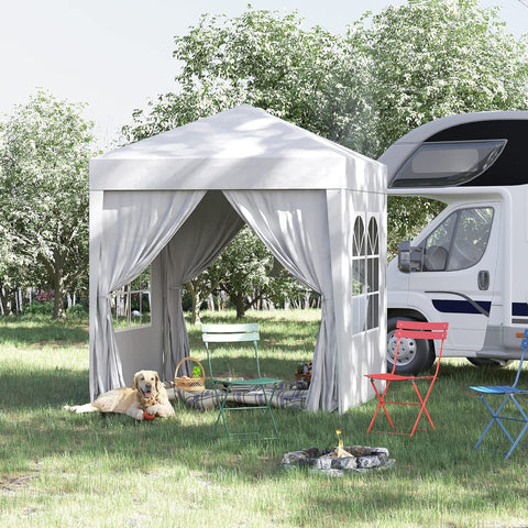 “Pop-up canopy tent with sidewalls for outdoor events”
“Removable sidewall panel of 6.6x6.6 FT tent”
“Close-up of waterproof fabric and window panel”
“Tent set up in a backyard party environment”
“Folded pop-up tent for easy storage and transport”