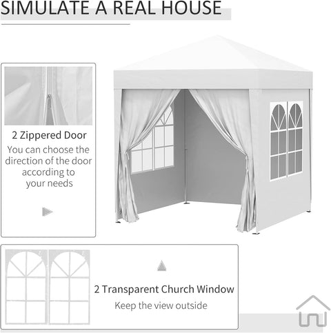 “Pop-up canopy tent with sidewalls for outdoor events”
“Removable sidewall panel of 6.6x6.6 FT tent”
“Close-up of waterproof fabric and window panel”
“Tent set up in a backyard party environment”
“Folded pop-up tent for easy storage and transport”
