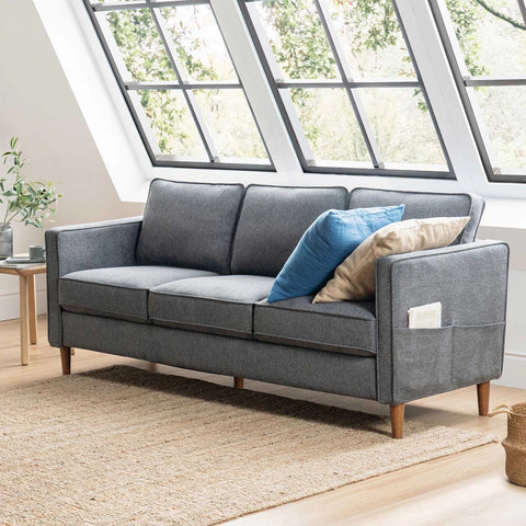 78” Modern Square Arm Couch – Front Room Setup
Dusty Blue Square Arm Sofa – Minimalist Interior
Armrest Storage Pockets on Modern Sofa – Close-Up
Side Angle of Compact 3-Seater Couch
Contemporary Sofa with Solid Wood Frame – Living Room View