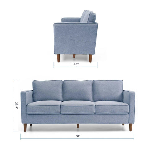 78” Modern Square Arm Couch – Front Room Setup
Dusty Blue Square Arm Sofa – Minimalist Interior
Armrest Storage Pockets on Modern Sofa – Close-Up
Side Angle of Compact 3-Seater Couch
Contemporary Sofa with Solid Wood Frame – Living Room View