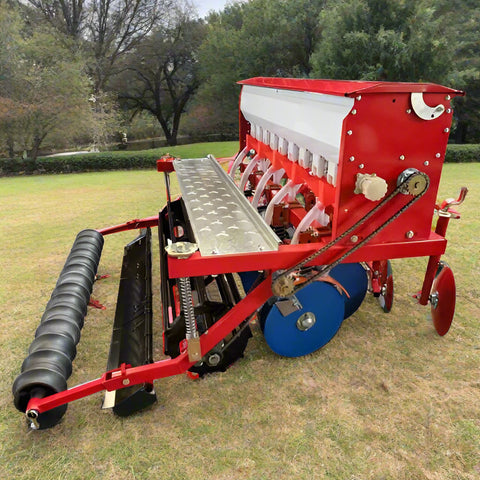 8FT 3-point hitch grain and fertilizer seeder for tractors
Red tractor seeding attachment with fertilizer rows
Heavy-duty farm planter attachment – 8 FT and 4 FT seeder