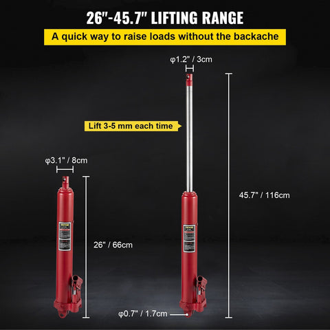 8-Ton Long Ram Hydraulic Jack β Full Side View in Red
Hydraulic Long Ram Jack β Pump Handle and Cylinder Detail
Heavy-Duty 8 Ton Jack β Top Cap and Piston Close-Up
Red Steel Long Ram Jack β Mounted on Engine Hoist Setup
Shop Crane Hydraulic Jack β Long Stroke Adjustment View
