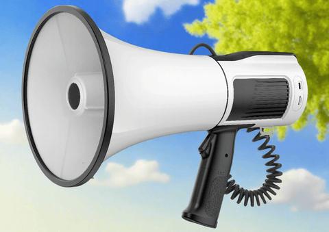 80W white Bluetooth megaphone with shoulder strap
Megaphone PA speaker with USB and SD card ports
Rechargeable handheld megaphone with built-in mic
Megaphone in outdoor sports setting
Megaphone speaker kit with accessories included
