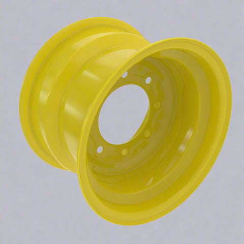 “8x15 JD Yellow AG Rim with 6 bolt holes”
“Heavy-duty tractor implement rim in Off-White”
“Tractor wheel rim compatible with 11L-15 and 9.5L-15 tires”
“Side angle view of farm equipment 8-bolt rim”
“Steel agricultural rim in John Deere yellow”