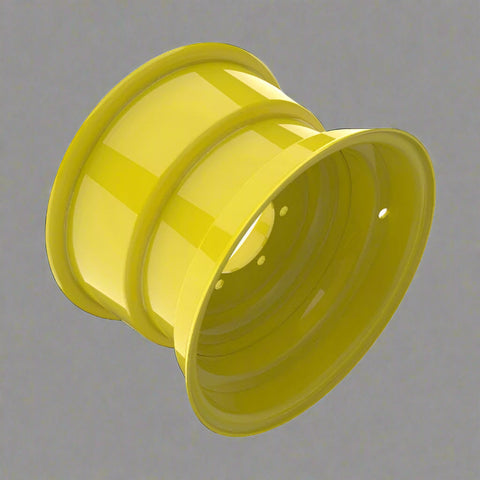 “8x15 JD Yellow AG Rim with 6 bolt holes”
“Heavy-duty tractor implement rim in Off-White”
“Tractor wheel rim compatible with 11L-15 and 9.5L-15 tires”
“Side angle view of farm equipment 8-bolt rim”
“Steel agricultural rim in John Deere yellow”