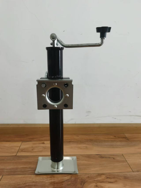 “A-frame topwind trailer jack with removable foot plate”
“Utility trailer jack with 15 inch lift and 5000 lb rating”
“Black heavy-duty topwind jack with foot for RV or cargo trailers”