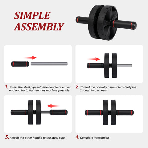 Dual-wheel ab roller with rebound assist โ front view
Home workout ab roller with non-slip grips
Ab core trainer โ side view with ergonomic handles
Ab wheel fitness roller in black with red detailing