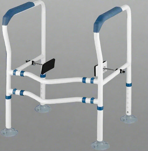 Adjustable Toilet Grab Rail – Front Setup View
Bathroom Safety Handrail – Close-Up of Padded Grips
Tool-Free Toilet Safety Frame – Assembled View
Senior Bathroom Support Rail – In Use
Toilet Frame for Elderly – Product Dimensions