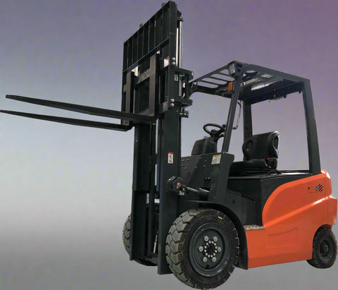 CanLift 5,500 lb electric forklift front side view
Side profile of electric forklift with red cabin
CanLift warehouse forklift with 4-foot lift
Battery-powered forklift in industrial setting
Forklift with cabin and side shift attachment