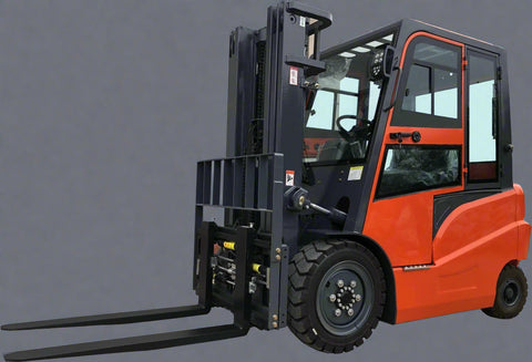 CanLift 5,500 lb electric forklift front side view
Side profile of electric forklift with red cabin
CanLift warehouse forklift with 4-foot lift
Battery-powered forklift in industrial setting
Forklift with cabin and side shift attachment