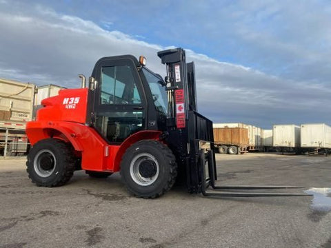 CanLift All-Terrain Forklift parked outside a building
Side view of CanLift Mini Wheel Loader on construction site
CanLift 4WD Diesel Forklift with red and black exterior