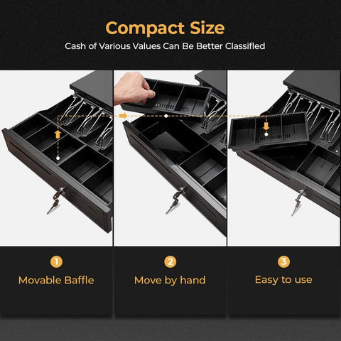 New Cash Register Safe Drawer with Key Lock – Secure Steel Till for Retail & POS Use | 2504091 - with | Sold by Uncle Wiener's Wholesale