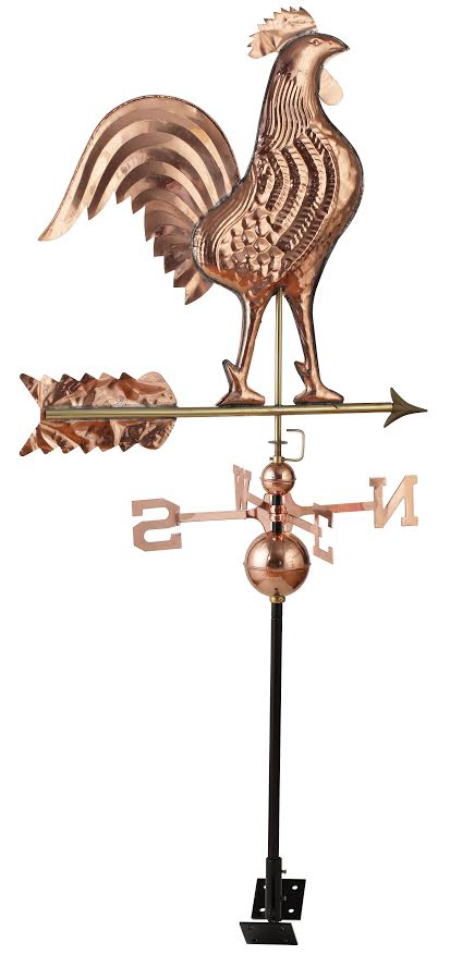 NEW Copper Weathervane Rooster & Roof Mount WV900 – Polished 3D Outdoor Weather Vane - with | Sold by Uncle Wiener's Wholesale