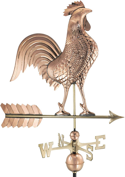 NEW Copper Weathervane Rooster & Roof Mount WV900 – Polished 3D Outdoor Weather Vane - with | Sold by Uncle Wiener's Wholesale