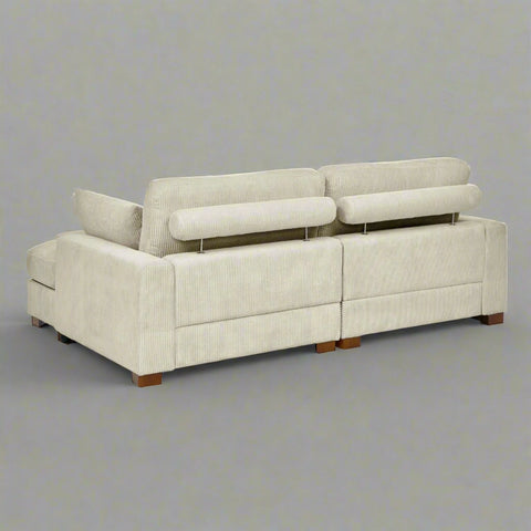 Oversized modular corduroy sofa with ottoman
Gray corduroy sectional sofa
Cream corduroy sofa with plush seating
Custom living room layout with ottoman
Deep seat cozy couch with corduroy fabric