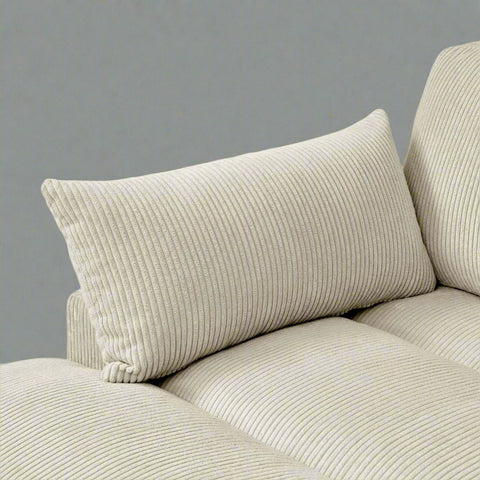 Oversized modular corduroy sofa with ottoman
Gray corduroy sectional sofa
Cream corduroy sofa with plush seating
Custom living room layout with ottoman
Deep seat cozy couch with corduroy fabric